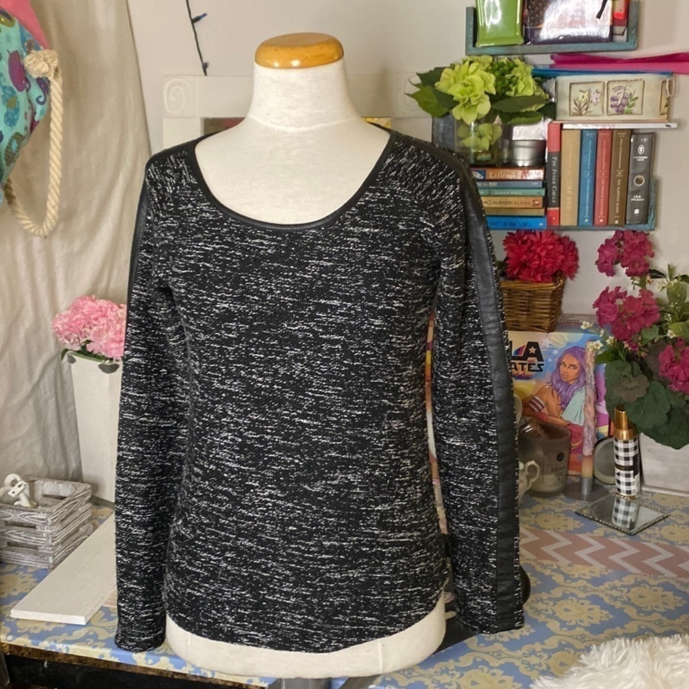 🌷MAISON Scotch🌷 Chunky Knit Vegan Leather Accent Sweater - Picture 3 of 8